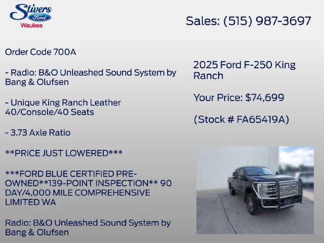 Used 2025 Ford F250 King Ranch w/ FX4 Off-Road Package AWD/4WD image 16