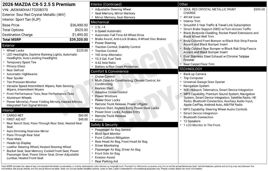 New 2026 MAZDA CX-5 2.5 S w/ Premium Package AWD/4WD image 25