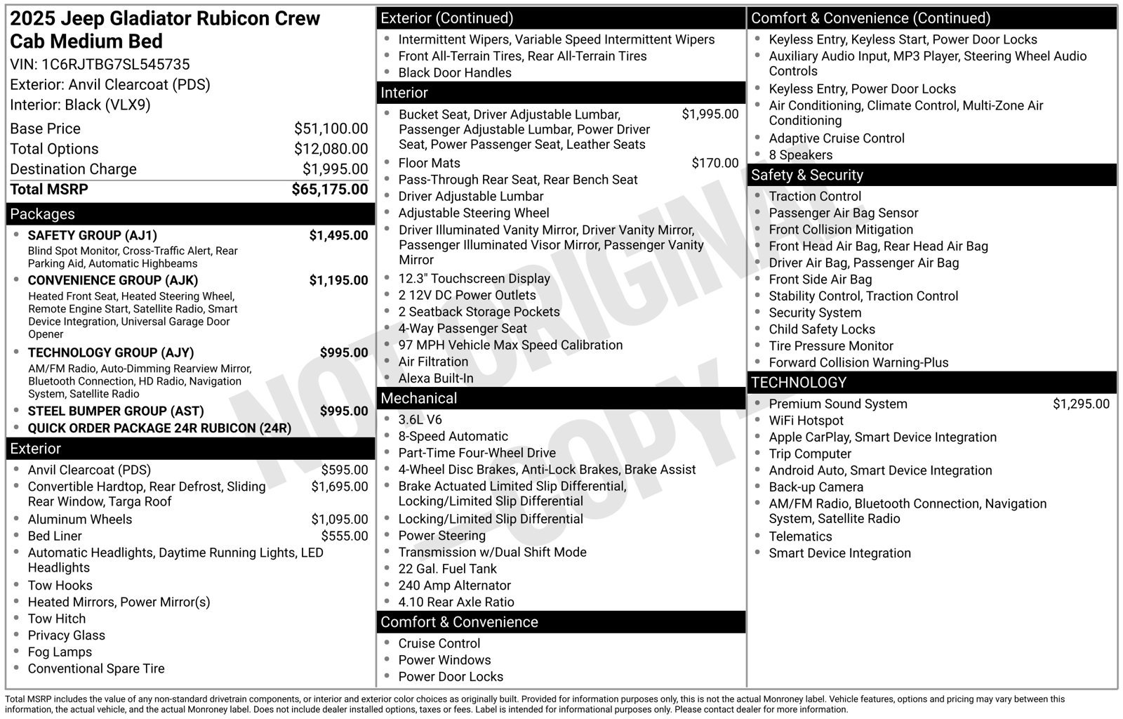 New 2025 Jeep Gladiator Rubicon w/ Safety Group AWD/4WD image 4