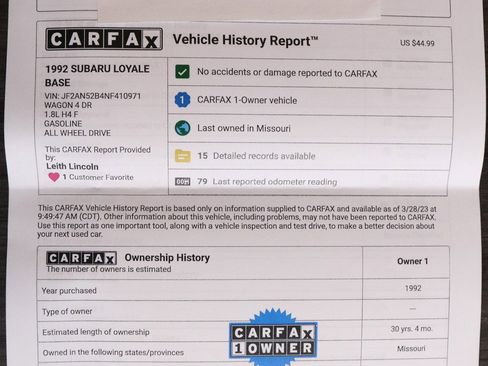 Used 1992 Subaru Loyale 4WD Wagon image 53