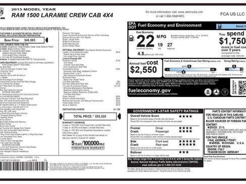 Used 2015 RAM 1500 Laramie w/ Convenience Group AWD/4WD image 5