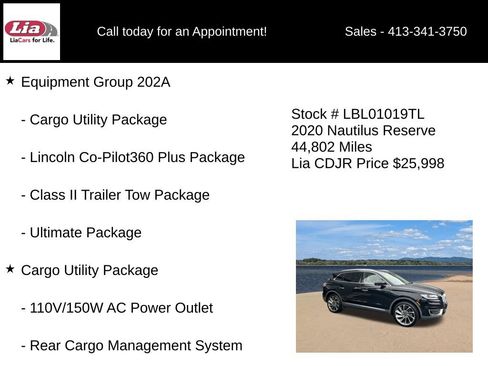Used 2020 Lincoln Nautilus Reserve w/ Equipment Group 202A AWD/4WD image 6
