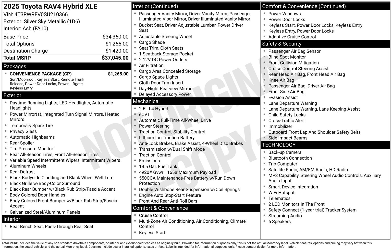 Used 2025 Toyota RAV4 XLE w/ Convenience Package AWD/4WD image 47