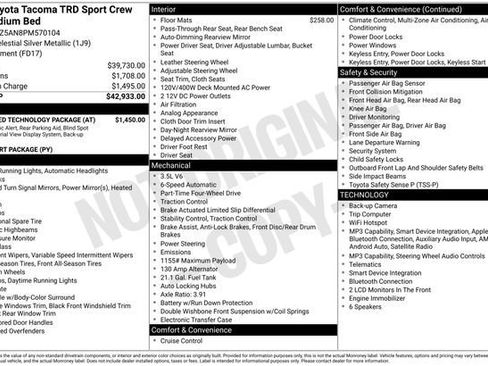 Used 2023 Toyota Tacoma TRD Sport w/ Advanced Technology Package AWD/4WD image 2