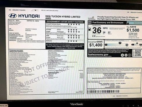New 2026 Hyundai Tucson Limited AWD/4WD image 40