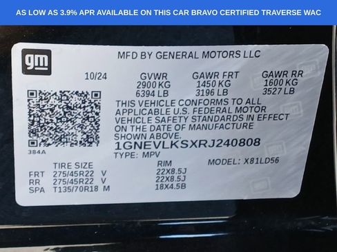 Certified 2024 Chevrolet Traverse RS w/ LPO, Floor Liner Package image 35