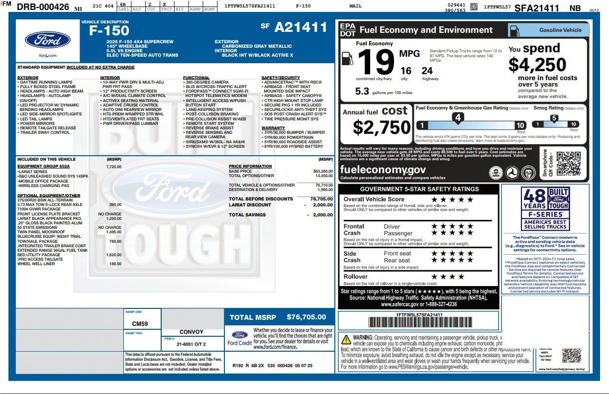 Used 2025 Ford F150 Lariat w/ Equipment Group 502A High AWD/4WD image 85