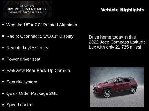 Certified 2022 Jeep Compass Latitude AWD/4WD image 5