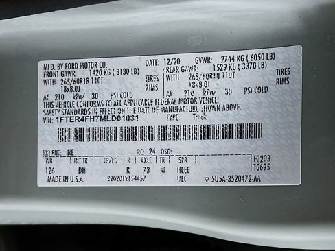 Certified 2021 Ford Ranger Lariat w/ Equipment Group 501A High AWD/4WD image 22