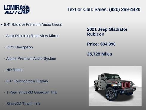 Used 2021 Jeep Gladiator Rubicon w/ Dual Top Group AWD/4WD image 21