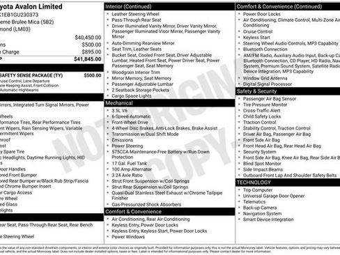 Used 2016 Toyota Avalon Limited w/ Toyota Safety Sense Package FWD image 33