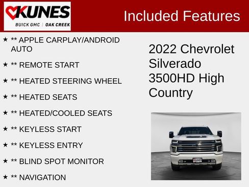 Used 2022 Chevrolet Silverado 3500 High Country w/ Safety Package II AWD/4WD image 2