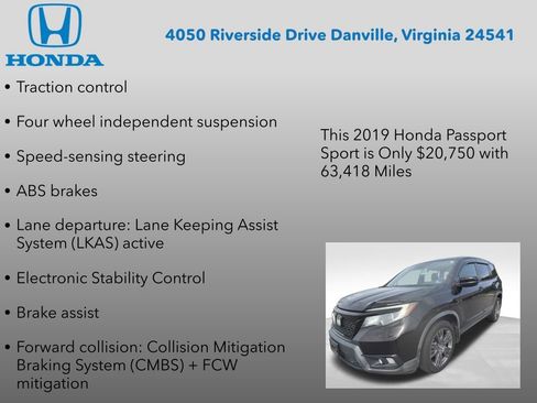 Used 2019 Honda Passport Sport image 12