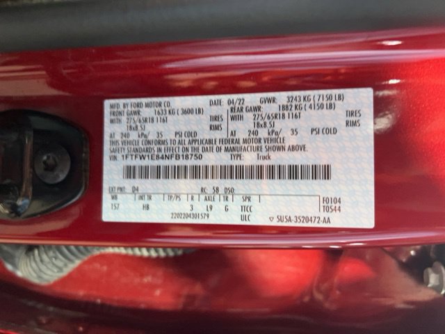 Used 2022 Ford F150 Lariat w/ Equipment Group 502A High AWD/4WD image 36