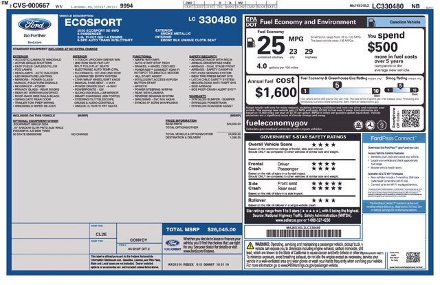 Used 2020 Ford EcoSport SE AWD/4WD image 7