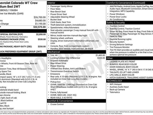 Used 2020 Chevrolet Colorado W/T w/ Custom Special Edition RWD image 3