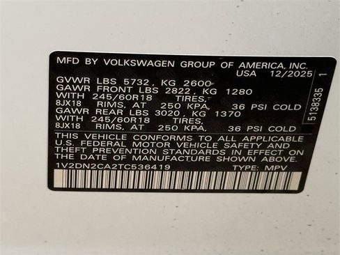 New 2026 Volkswagen Atlas SE image 18