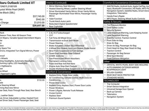 Used 2020 Subaru Outback Limited XT image 32