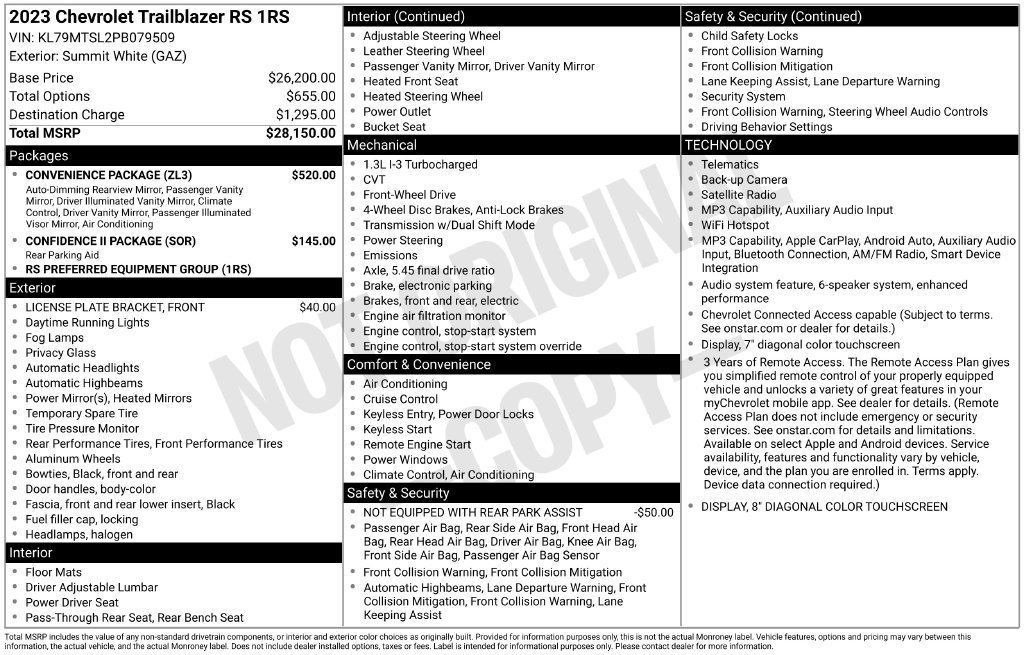 Used 2023 Chevrolet TrailBlazer RS w/ Convenience Package FWD image 4