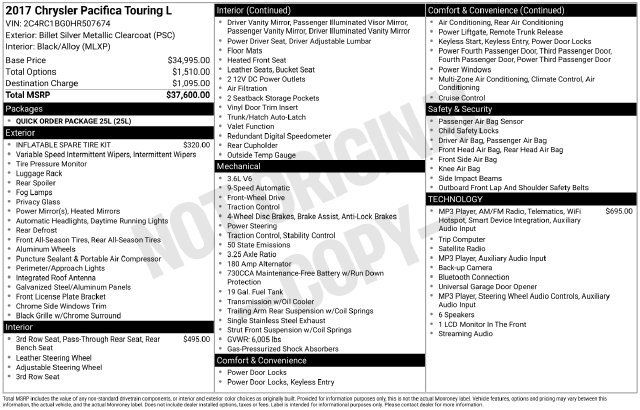 Used 2017 Chrysler Pacifica Touring-L FWD image 16
