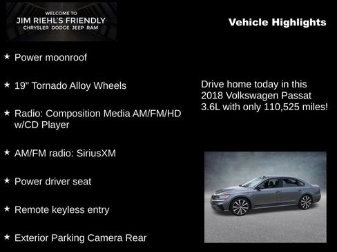 Used 2018 Volkswagen Passat 3.6 FWD image 5