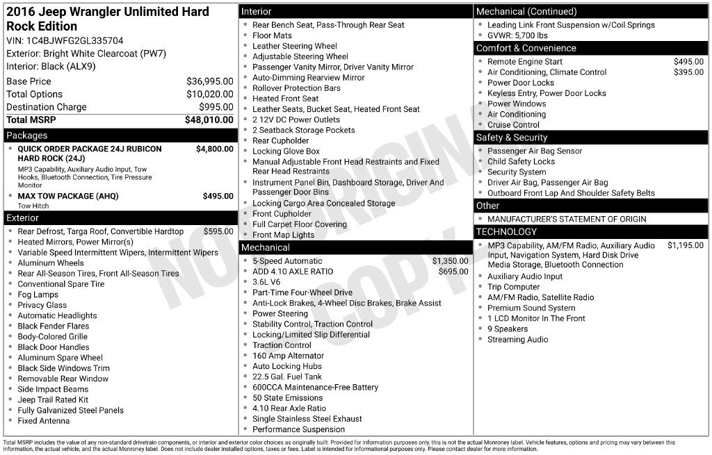 Used 2016 Jeep Wrangler Unlimited Rubicon AWD/4WD image 19