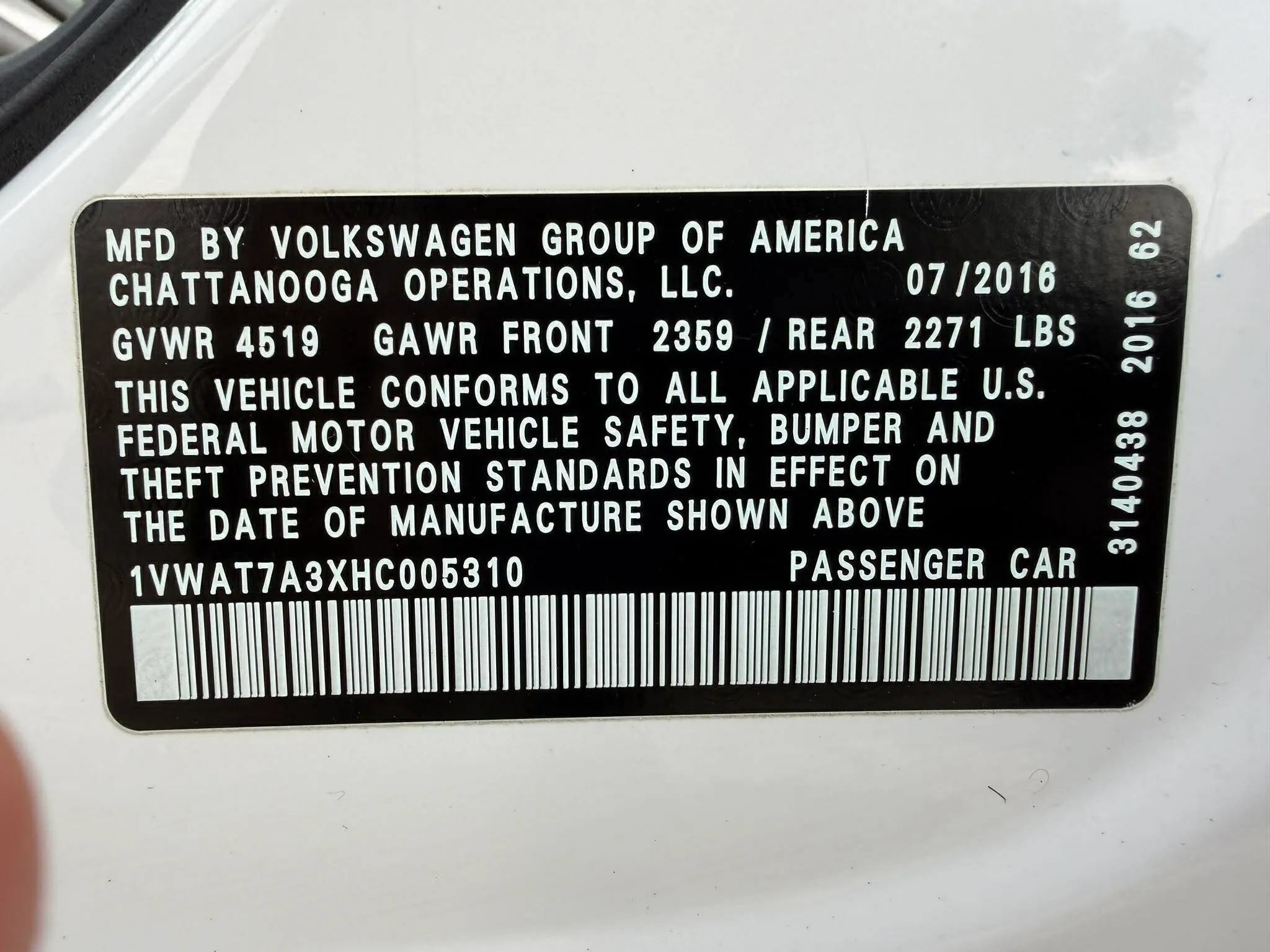 Used 2017 Volkswagen Passat 1.8T S FWD image 29