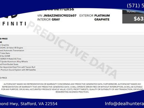 Used 2012 INFINITI QX56 4WD w/ Deluxe Touring Pkg image 1