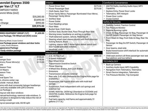 Certified 2016 Chevrolet Express 3500 LT w/ LT Preferred Equipment Group RWD image 11
