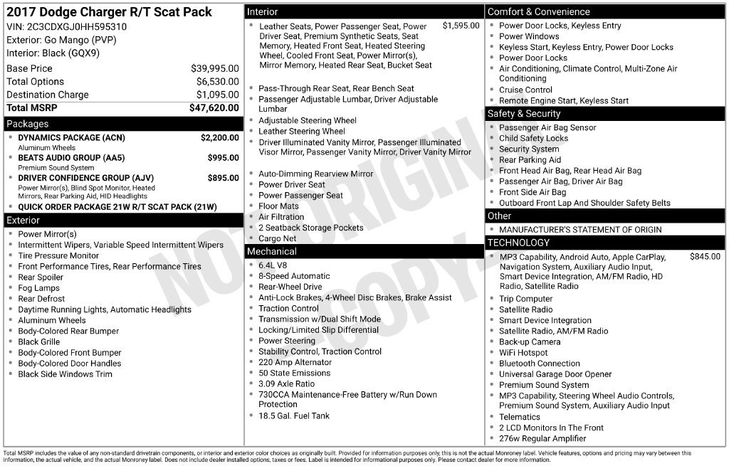 Used 2017 Dodge Charger R/T Scat Pack w/ Dynamics Package RWD image 2