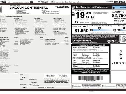 Used 2017 Lincoln Continental Reserve w/ Luxury Package image 1