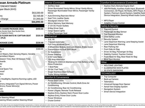 Used 2019 Nissan Armada Platinum w/ Captain's Chairs Package image 2