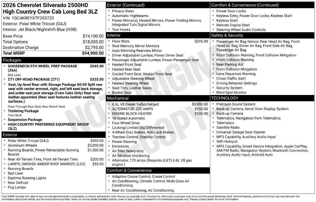New 2026 Chevrolet Silverado 2500 High Country AWD/4WD image 2