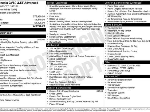 New 2026 Genesis GV80 3.5T Advanced AWD/4WD image 8