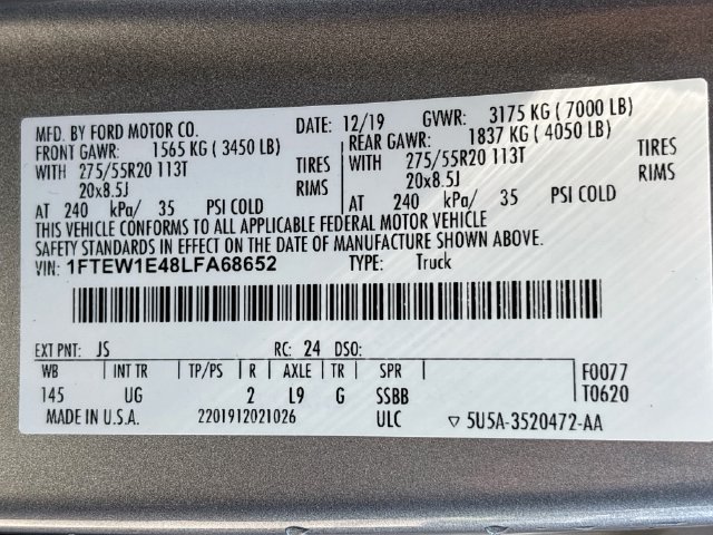 Certified 2020 Ford F150 XLT w/ Equipment Group 302A Luxury AWD/4WD image 33