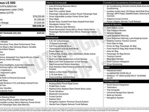 Used 2018 Lexus LS 500 500 F Sport w/ Accessory Package (Z2) image 29