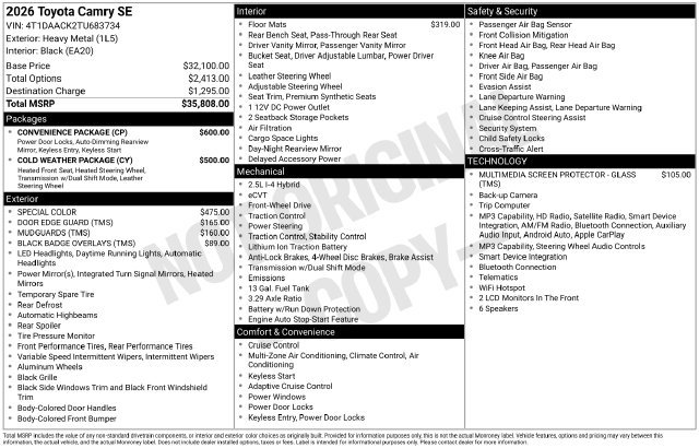 Used 2026 Toyota Camry SE w/ Convenience Package FWD image 11