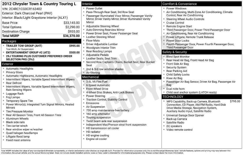 Used 2012 Chrysler Town & Country Touring-L w/ Trailer Tow Group FWD image 10