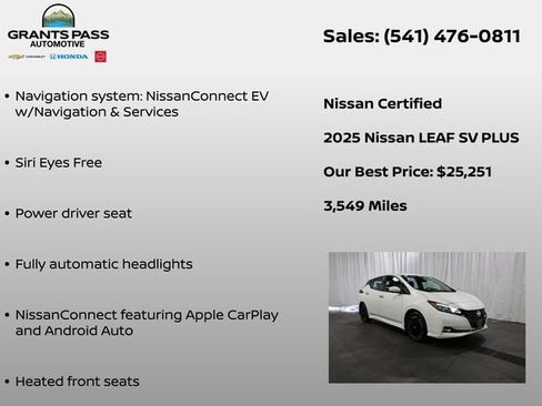 Certified 2025 Nissan Leaf SV Plus FWD image 6