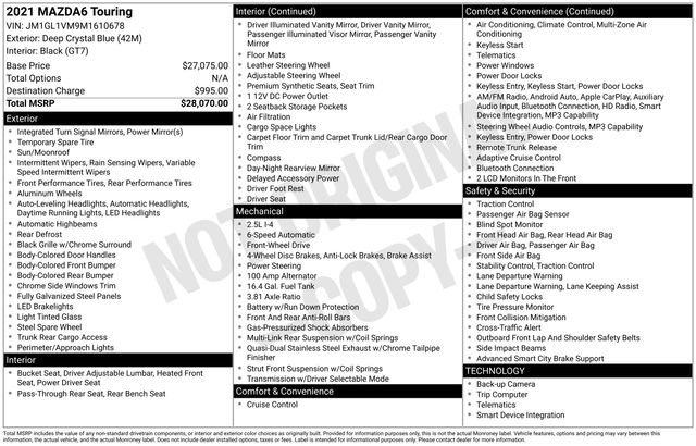 Certified 2021 MAZDA MAZDA6 Touring FWD image 42