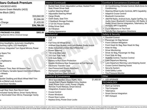 Used 2025 Subaru Outback Premium w/ Popular Package #1A AWD/4WD image 74