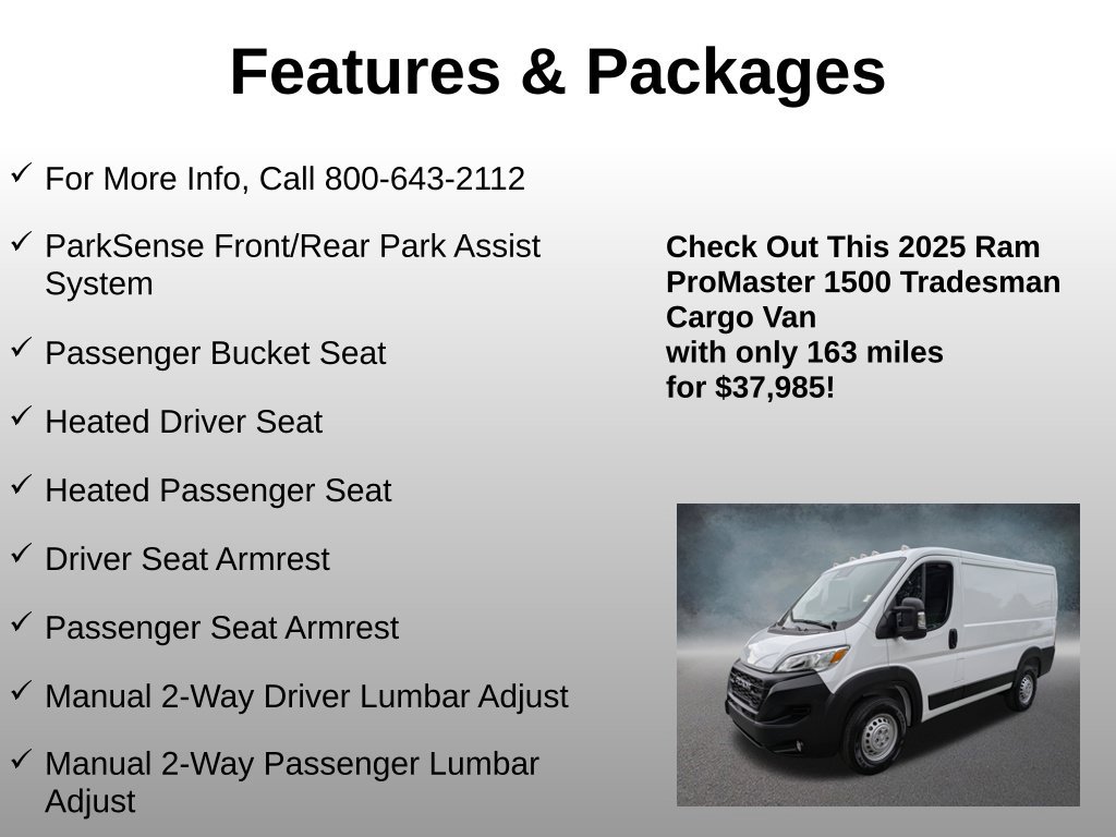 Used 2025 RAM ProMaster 1500 w/ Premium Convenience Group FWD image 26