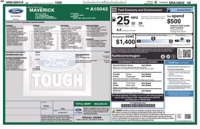 Certified 2022 Ford Maverick XLT w/ Equipment Group 300A Standard AWD/4WD image 10