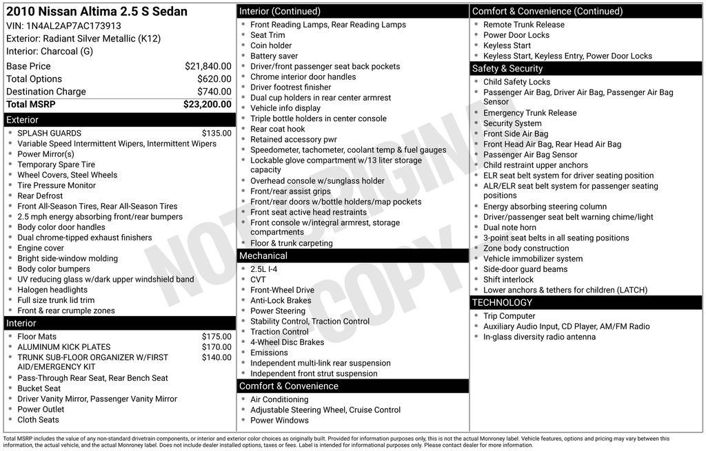 Used 2010 Nissan Altima 2.5 S FWD image 13
