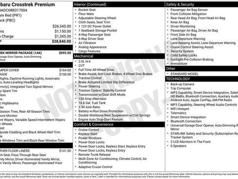 Certified 2024 Subaru Crosstrek 2.0i Premium w/ Crosstrek Mirror Package AWD/4WD image 26