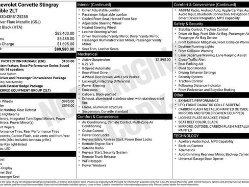 Used 2024 Chevrolet Corvette Stingray Preferred Conv w/ Battery Protection Package RWD image 54