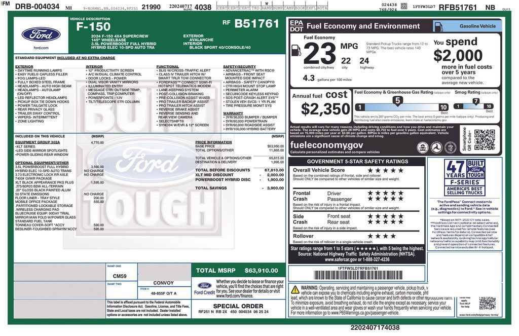 Used 2024 Ford F150 XLT w/ Equipment Group 302A MID AWD/4WD image 5