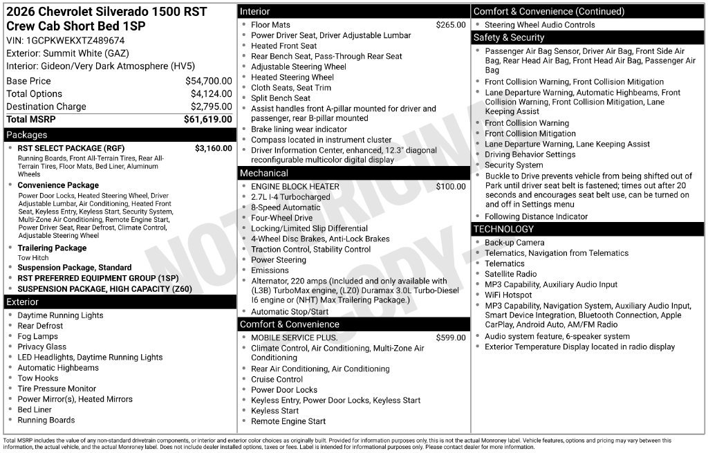 New 2026 Chevrolet Silverado 1500 RST w/ RST Select Package AWD/4WD image 32