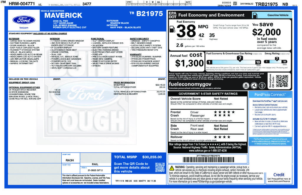 New 2026 Ford Maverick XL FWD image 30