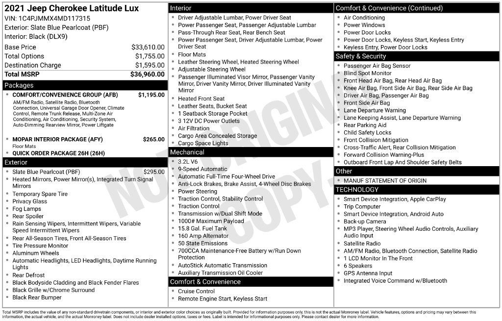 Used 2021 Jeep Cherokee Latitude Lux w/ Comfort/Convenience Group AWD/4WD image 12